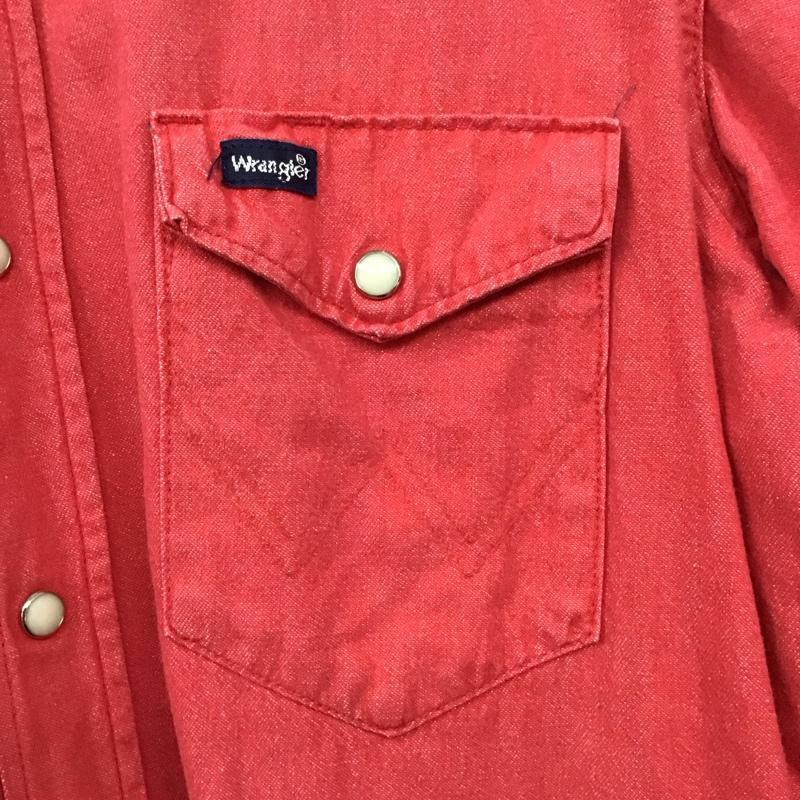 ラングラー Wrangler シャツ、ブラウス 長袖 長袖シャツ 無地シャツ カラーシャツ ウエスタンシャツ ロゴ、文字 赤 / レッド /  メンズ USED 古着 中古 10130753