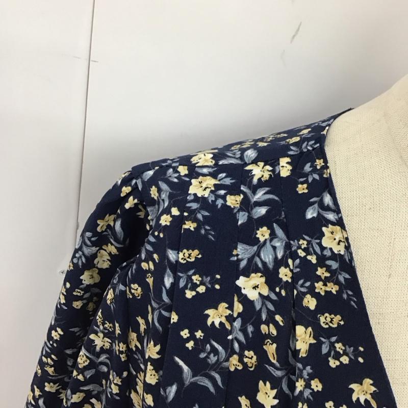 ナチュラルクチュール natural couture ワンピース ロングスカート 720180 五分袖 Vネック FREE 花柄 紺 / ネイビー /  レディース USED 古着 中古 10115508