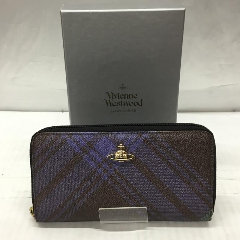 ヴィヴィアンウエストウッド Vivienne Westwood 財布 長財布 ラウンドファスナー チェック 箱有 ワンポイント マルチカラー / マルチカラー /  レディース USED 古着 中古 10119097