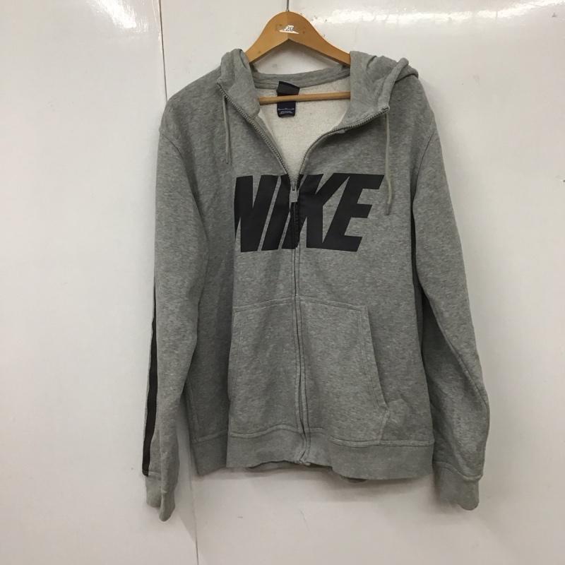 ナイキ NIKE パーカー 長袖 614774-063 ジップアップ 裏起毛 XL ロゴ、文字 灰 / グレー /  メンズ USED 古着 中古 10108332