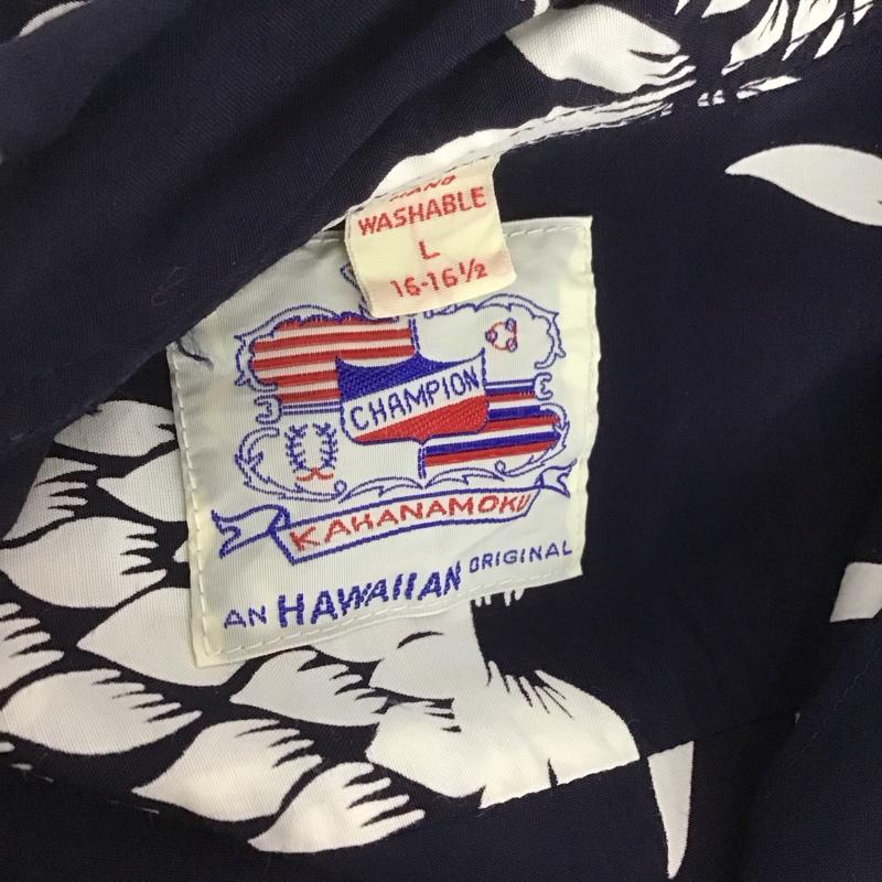 デュークカハナモク DUKE KAHANAMOKU シャツ、ブラウス 半袖 DK36201 DUKE S PINEAPPLE スペシャルエディション アロハシャツ 箱有 L 総柄 紺 / ネイビー / X 白 / ホワイト /  メンズ USED 古着 中古 10107552