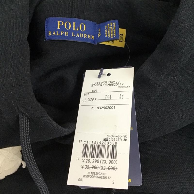 ポロラルフローレン POLO RALPH LAUREN ワンピース ひざ丈スカート パーカー 長袖 裏起毛 S ワンポイント 黒 / ブラック /  レディース USED 古着 中古 10116148