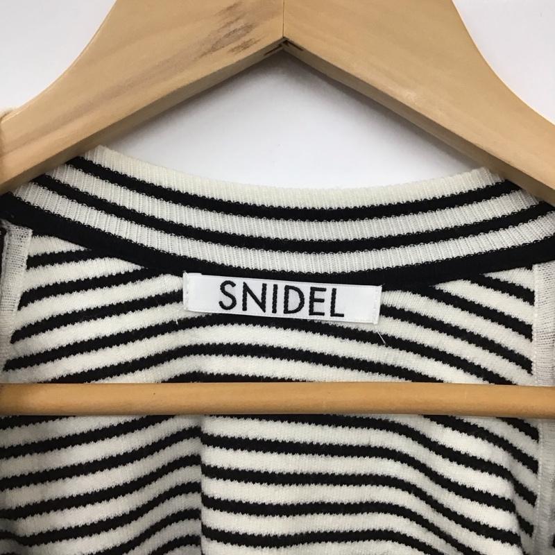 スナイデル SNIDEL ニット、セーター 長袖 SWNT221109 コルセットデザインニットプルオーバー ボーダー柄 白 / ホワイト / X 黒 / ブラック /  レディース USED 古着 中古 10130339