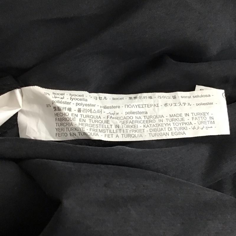ザラ ZARA ワンピース ひざ丈スカート 4437 273 800 バンドカラー 袖ロールアップ シャツワンピース M 無地 黒 / ブラック /  レディース USED 古着 中古 10142148