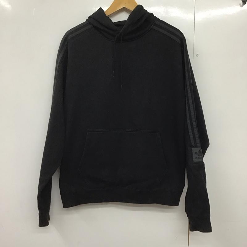 アディダス adidas パーカー 長袖 EC7305 Tech Pullover Hoodie Skateboarding 裏起毛 ロゴ、文字 黒 / ブラック /  メンズ USED 古着 中古 10143787