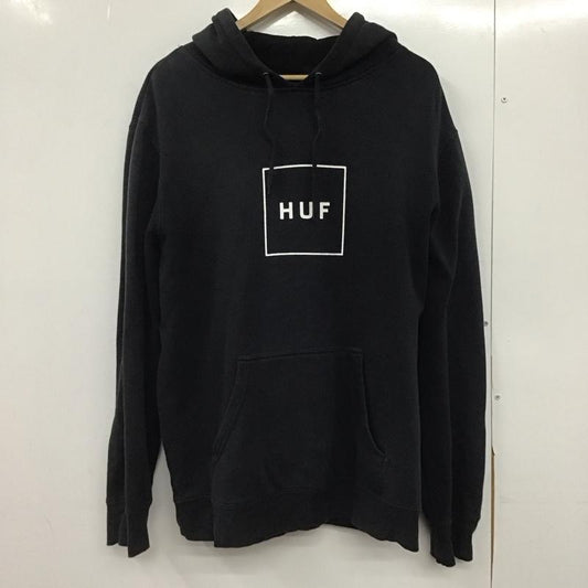 ハフ HUF パーカー 長袖 長袖パーカー プルオーバーパーカー スウェット XL ロゴ、文字 黒 / ブラック /  メンズ USED 古着 中古 10145582
