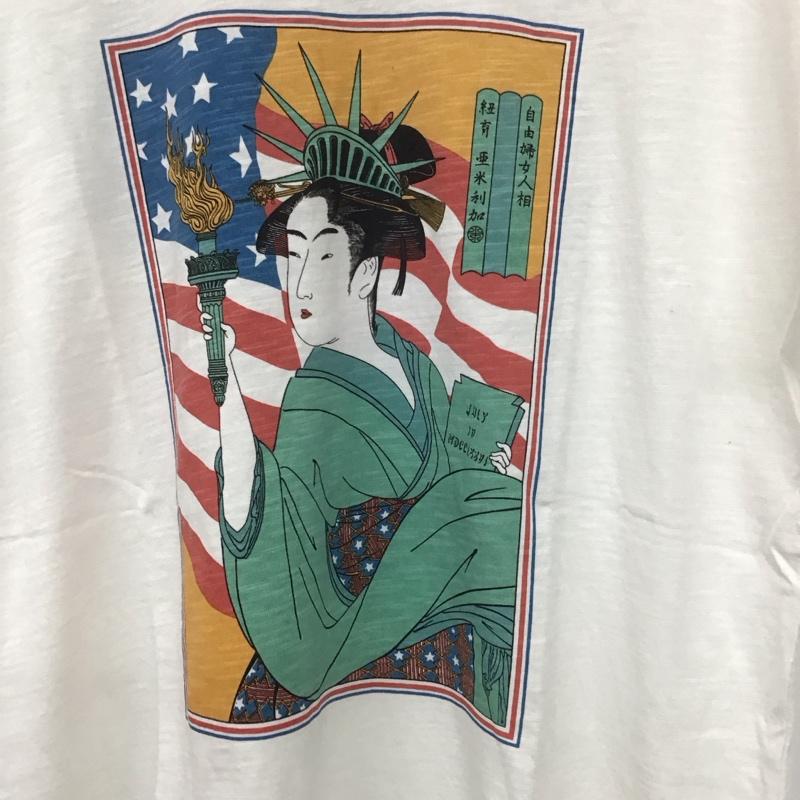 フリーホイーラーズ FREEWHEELERS Tシャツ 半袖 半袖カットソー プリントTシャツ クルーネックカットソー XL プリント 白 / ホワイト /  メンズ USED 古着 中古 10139309