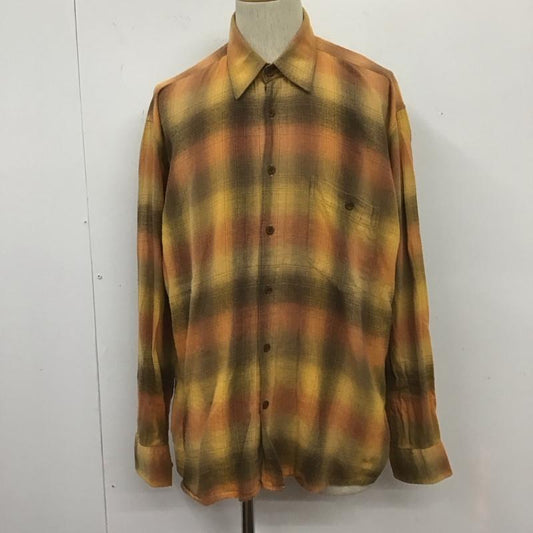 オークランド OAKLAND シャツ、ブラウス 長袖 コットン 胸ポケット L チェック 橙 / オレンジ / X 茶 / ブラウン / X 黄 / イエロー /  メンズ USED 古着 中古 10107653