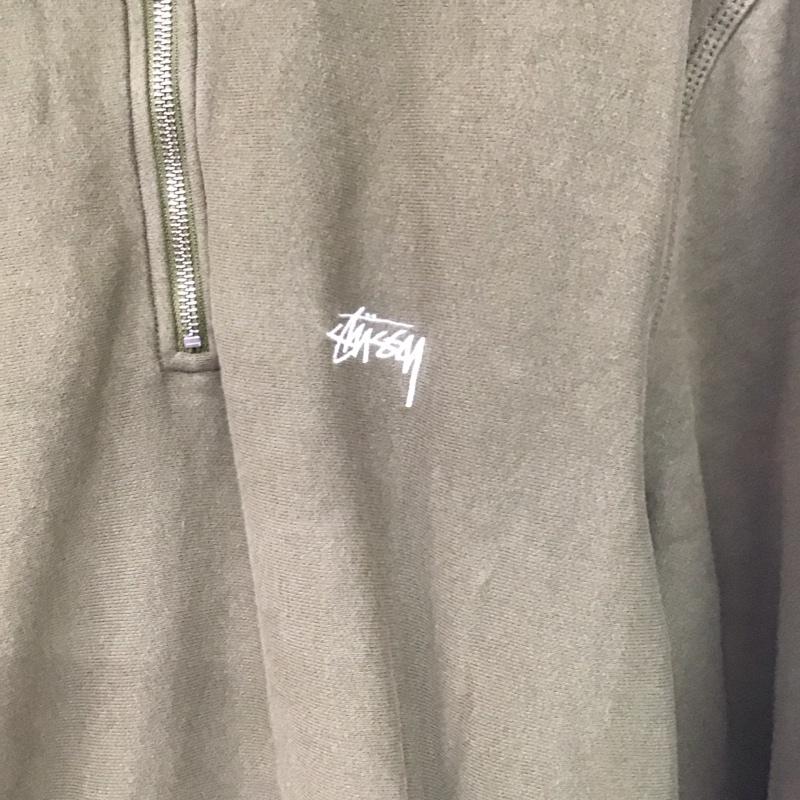 ステューシー STUSSY トレーナー 長袖 長袖トレーナー スウェット ジップアップネック プルオーバー XL ロゴ、文字 カーキ / カーキ /  メンズ USED 古着 中古 10144984