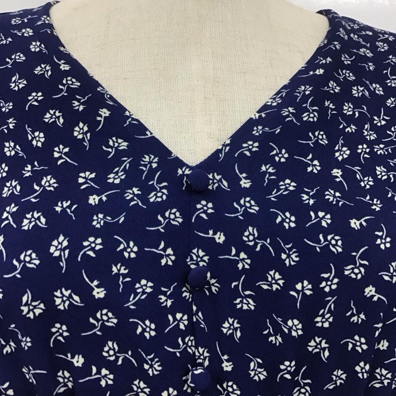 スライ SLY ワンピース ロングスカート 030FSR33-4720 TINY FLOWER FRILL OP Vネック タグ付き 1 花柄 紺 / ネイビー /  レディース USED 古着 中古 10108231
