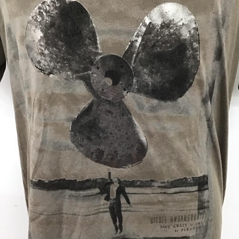 ディーゼル DIESEL Tシャツ 半袖 Vネック プリント L ロゴ、文字 茶 / ブラウン /  メンズ USED 古着 中古 10107537