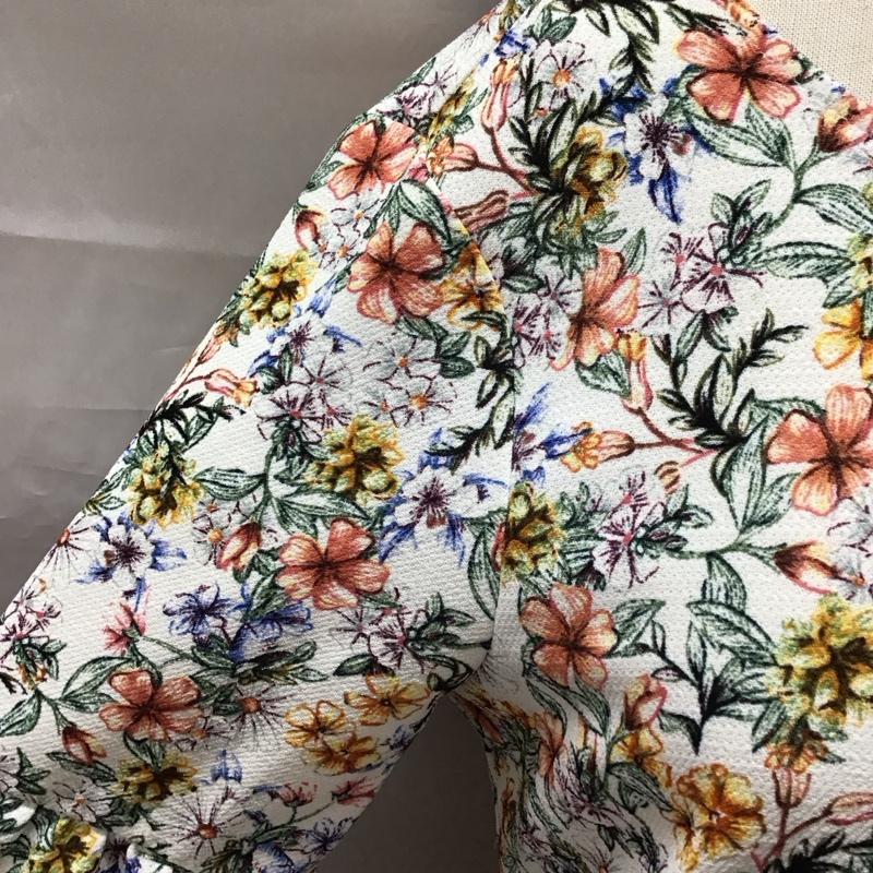 ザラベーシック ZARA BASIC ワンピース ひざ丈スカート 半袖ワンピース フレアスカート ひざ丈 フリル袖 XS プリント マルチカラー / マルチカラー /  レディース USED 古着 中古 10117977