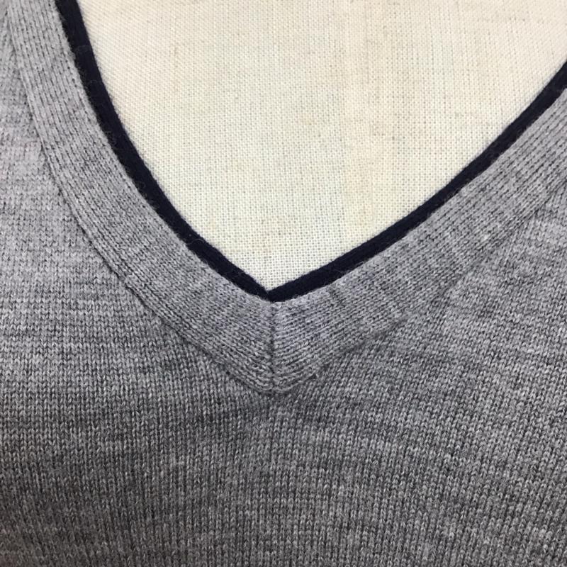ラコステ LACOSTE ワンピース ひざ丈スカート EF5286 DEVANLAY ニットワンピース Vネック ウール 34 ワンポイント 灰 / グレー / X 白 / ホワイト / X 紺 / ネイビー /  レディース USED 古着 中古 10107939
