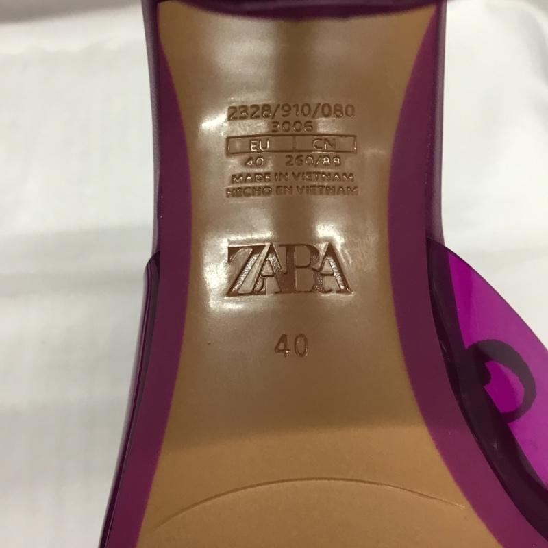 ザラ ZARA ミュール ミュール 2328 910 080 ビニールハイヒールサンダル 40 スクエアトゥ 無地 紫 / パープル /  レディース USED 古着 中古 10110158