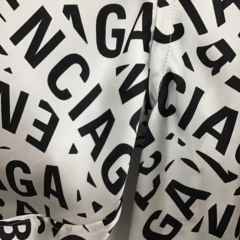 バレンシアガ BALENCIAGA シャツ、ブラウス 長袖 長袖シャツ プリントシャツ カラーシャツ 総柄 36 ロゴ、文字 白 / ホワイト / X 黒 / ブラック /  メンズ USED 古着 中古 10146543