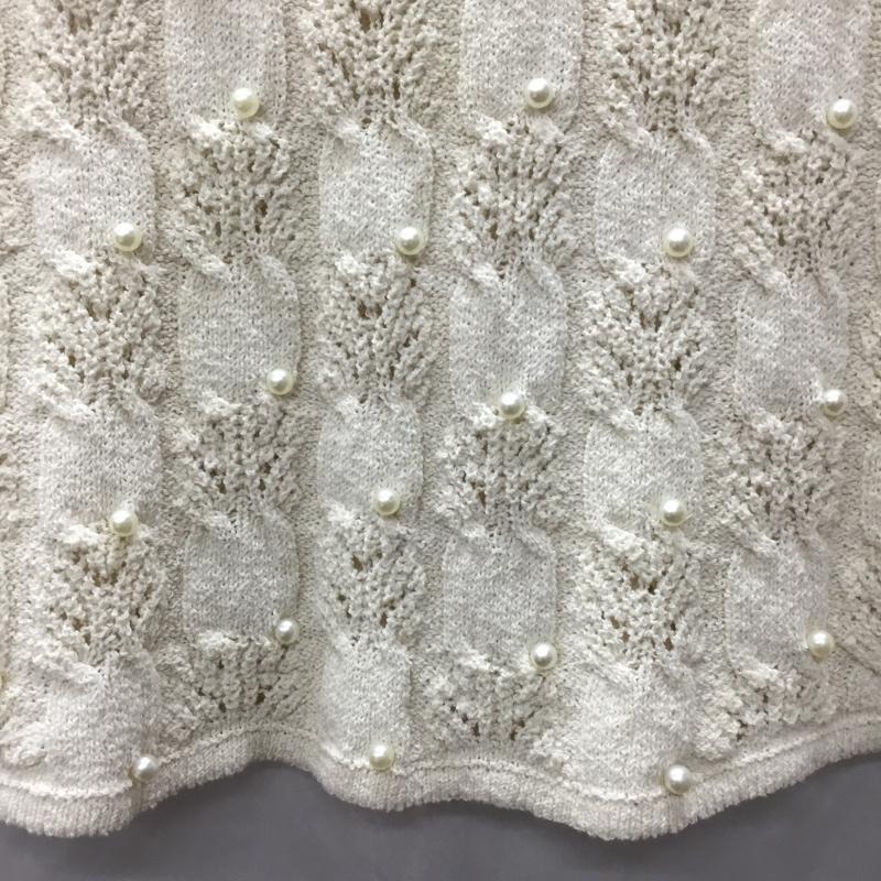 ザラ ZARA スカート ミニスカート 4331/105/250 フェイクパールトリムニットミニスカート S 無地 白 / ホワイト /  レディース USED 古着 中古 10121966