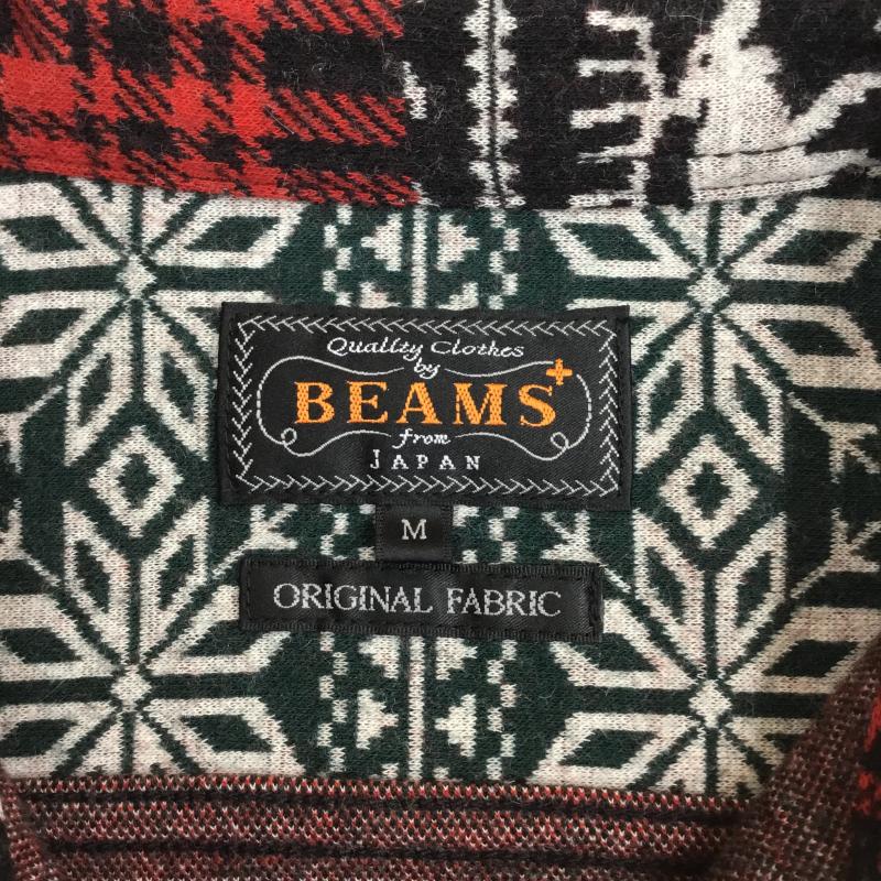 ビームス BEAMS シャツ、ブラウス 長袖 ジャガード パッチワーク ガイド シャツ M 総柄 黒 / ブラック / X 赤 / レッド / X 緑 / グリーン /  メンズ USED 古着 中古 10138384