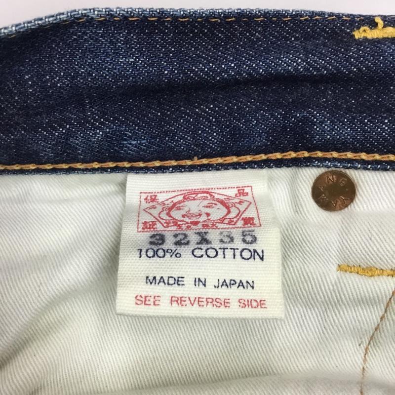 エヴィス EVISU パンツ デニム、ジーンズ デニムパンツ ストレートパンツ ワイドパンツ カジュアルパンツ 32インチ ロゴ、文字 インディゴ / インディゴ /  メンズ USED 古着 中古 10112320