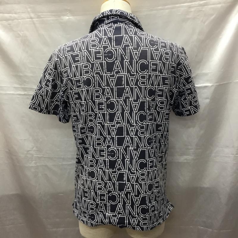 ニューバランス New Balance ポロシャツ 半袖 半袖ポロシャツ カラーシャツ 半袖カットソー 4 プリント 紺 / ネイビー /  メンズ USED 古着 中古 10116153
