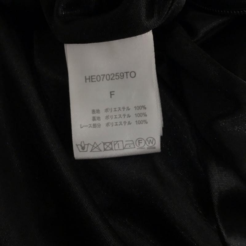 ヘザー Heather ワンピース ひざ丈スカート HE070259TO レース 半袖 FREE 無地 黒 / ブラック /  レディース USED 古着 中古 10116666
