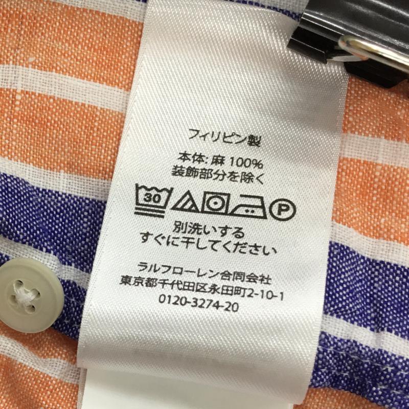 ポロラルフローレン POLO RALPH LAUREN シャツ、ブラウス 半袖 L ストライプ X ワンポイント 白 / ホワイト / X 青 / ブルー / X 桃 / ピンク / X 緑 / グリーン /  メンズ USED 古着 中古 10129013