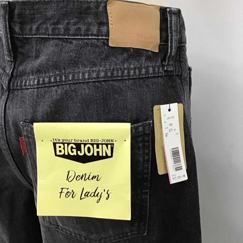 ビッグジョン Big John パンツ デニム、ジーンズ デニムパンツ ストレートパンツ ワイドパンツ カジュアルパンツ 27インチ 無地 黒 / ブラック /  レディース USED 古着 中古 10115186