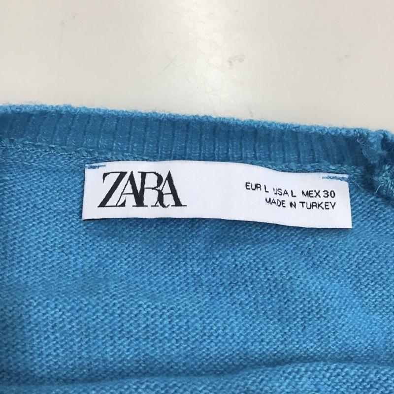ザラ ZARA ニット、セーター 長袖 6771 018 935 クルーネック L 無地 青 / ブルー /  レディース USED 古着 中古 10118435