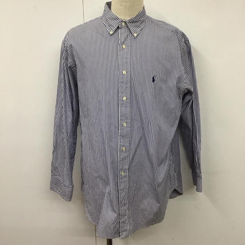 ラルフローレン RALPHLAUREN シャツ、ブラウス 長袖 ボタンダウンシャツ ストライプ 白 / ホワイト / X 青 / ブルー /  メンズ USED 古着 中古 10123340