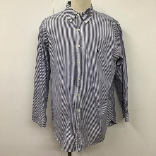 ラルフローレン RALPHLAUREN シャツ、ブラウス 長袖 ボタンダウンシャツ ストライプ 白 / ホワイト / X 青 / ブルー /  メンズ USED 古着 中古 10123340