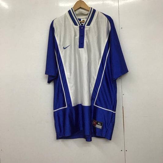 ナイキ NIKE カットソー 半袖 半袖カットソー ヘンリーネック スポーツウェア 90s XL ロゴ、文字 青 / ブルー / X 灰 / グレー /  メンズ USED 古着 中古 10141859