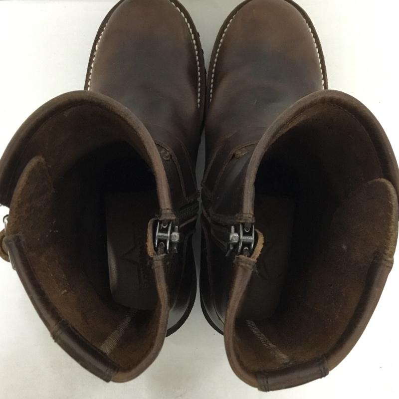 スローウェアライオン SLOW Wear Lion ブーツ エンジニアブーツ OB-859SH ファスナー レザー 9E 無地 茶 / ブラウン /  メンズ USED 古着 中古 10141941