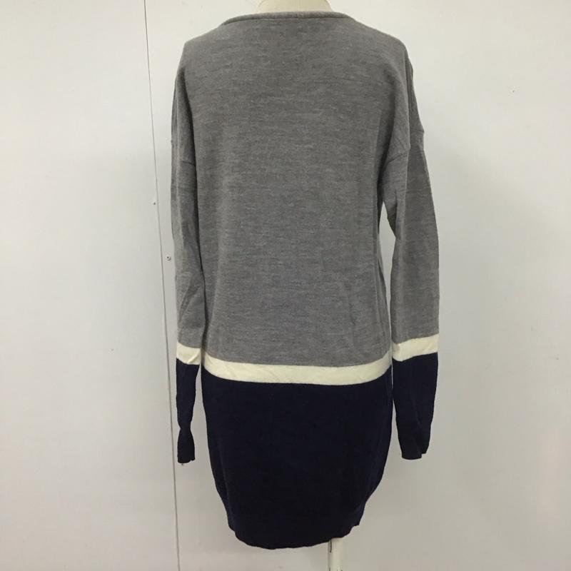 ラコステ LACOSTE ワンピース ひざ丈スカート EF5286 DEVANLAY ニットワンピース Vネック ウール 34 ワンポイント 灰 / グレー / X 白 / ホワイト / X 紺 / ネイビー /  レディース USED 古着 中古 10107939