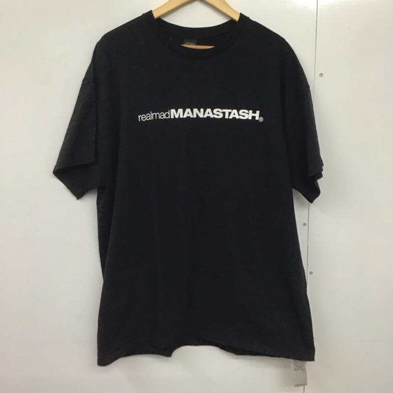 マナスタッシュ MANASTASH Tシャツ 半袖 半袖カットソー プリントTシャツ クルーネックカットソー XL ロゴ、文字 黒 / ブラック /  メンズ USED 古着 中古 10142635
