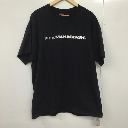 マナスタッシュ MANASTASH Tシャツ 半袖 半袖カットソー プリントTシャツ クルーネックカットソー XL ロゴ、文字 黒 / ブラック /  メンズ USED 古着 中古 10142635