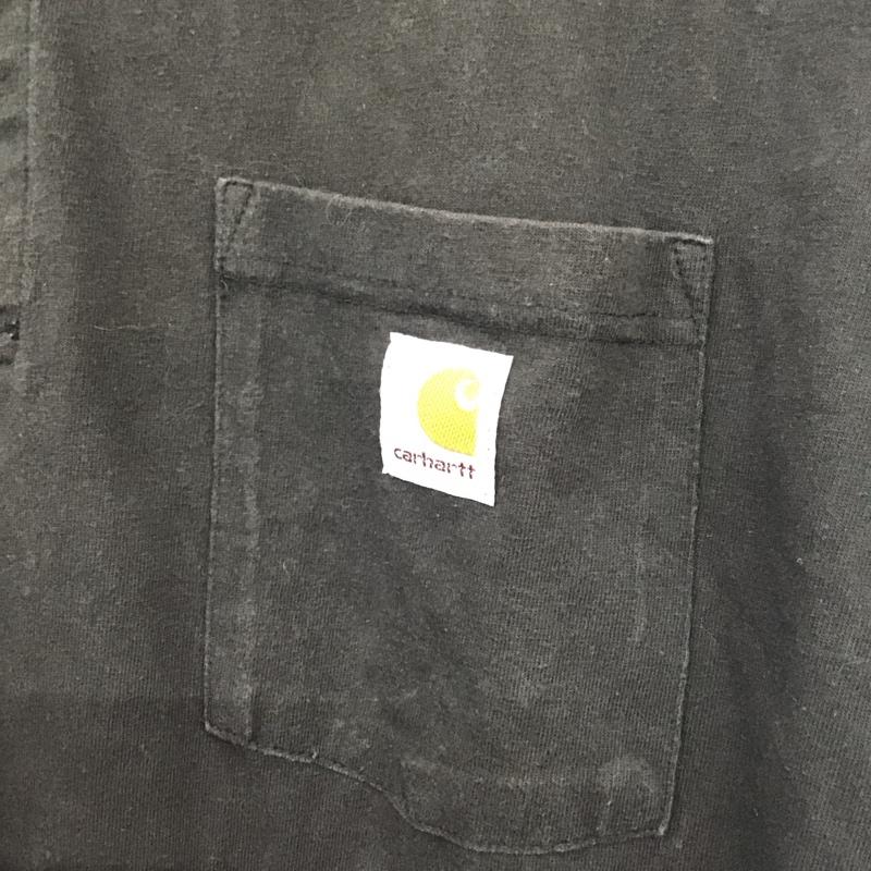 カーハート Carhartt Tシャツ 半袖 半袖カットソー 無地Tシャツ ヘンリーネックカットソー XXL ロゴ、文字 黒 / ブラック /  メンズ USED 古着 中古 10137669