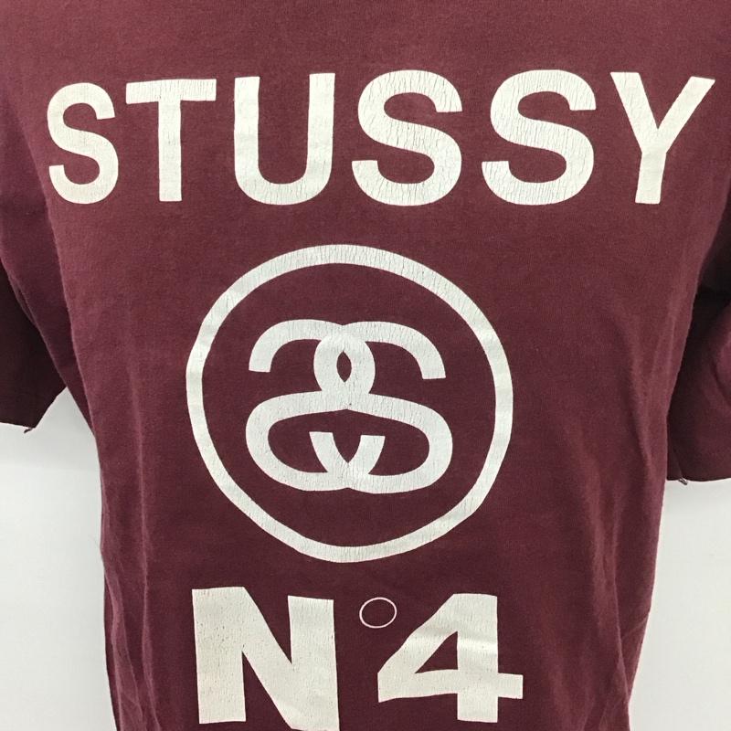 ステューシー STUSSY Tシャツ 半袖 クルーネック プリント 90年代 M ロゴ、文字 えんじ / ワインレッド /  メンズ USED 古着 中古 10107639