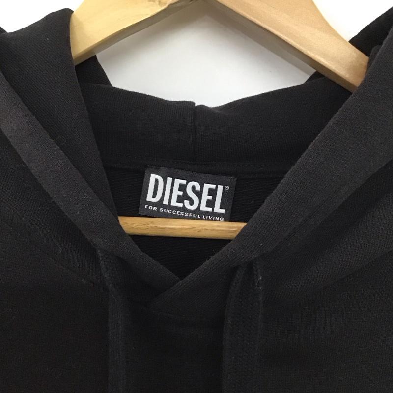 ディーゼル DIESEL パーカー 長袖 長袖パーカー プルオーバーパーカー スウェット L プリント 黒 / ブラック /  メンズ USED 古着 中古 10132371