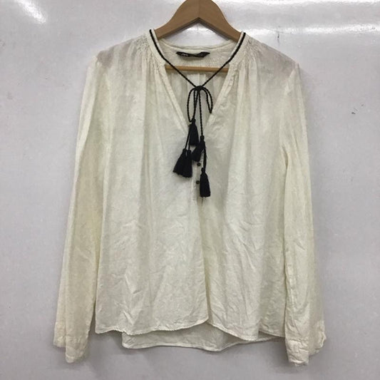 ザラ ZARA カットソー 長袖 M 無地 オフホワイト / オフホワイト /  レディース USED 古着 中古 10133318