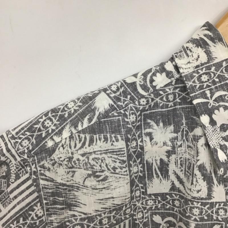 レインスプーナー reyn spooner シャツ、ブラウス 半袖 半袖シャツ プリントシャツ ポケットシャツ M プリント 白 / ホワイト / X 灰 / グレー /  メンズ USED 古着 中古 10136711