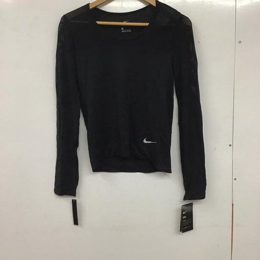 ナイキ NIKE Tシャツ 長袖 AT0783-010 DRI-FIT スポーツウェア メッシュ タグ付き S ワンポイント 黒 / ブラック /  レディース USED 古着 中古 10135601