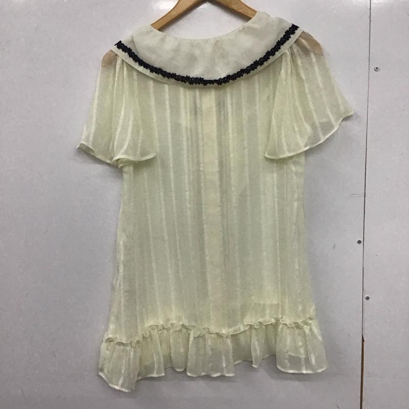 アクシーズファム axes femme シャツ、ブラウス 半袖 半袖シャツ ビックカラーシャツ M ストライプ アイボリー / アイボリー /  レディース USED 古着 中古 10147047