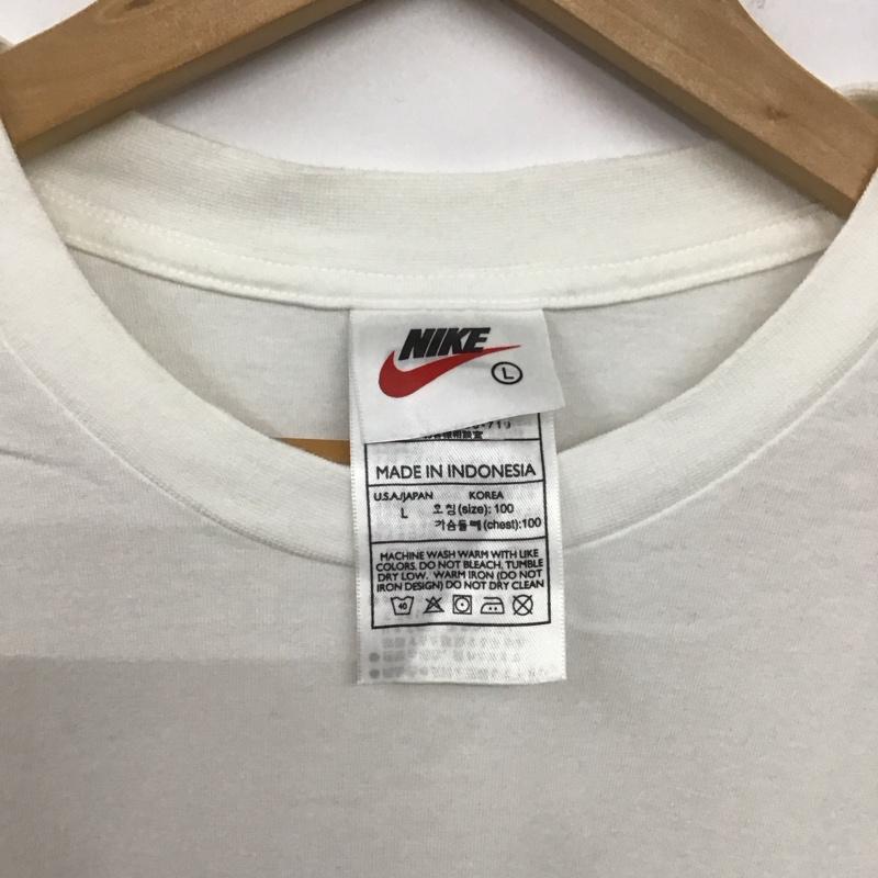 ナイキ NIKE Tシャツ 半袖 半袖カットソー プリントTシャツ クルーネックカットソー L ロゴ、文字 白 / ホワイト /  メンズ USED 古着 中古 10139292