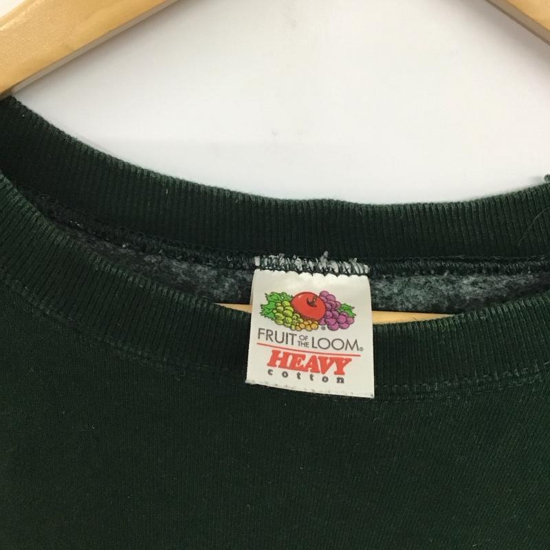 フルーツオブザルーム FRUIT OF THE LOOM トレーナー 長袖 長袖トレーナー スウェット クルーネック プルオーバー 古着 XL ロゴ、文字 緑 / グリーン /  メンズ USED 古着 中古 10140834