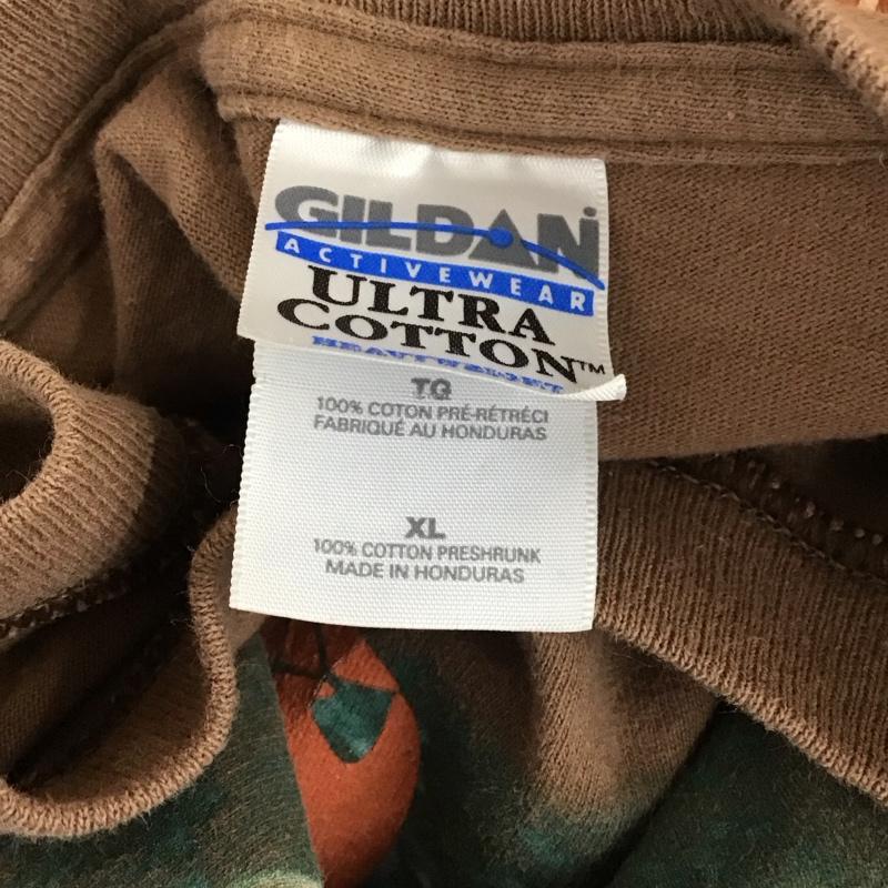 ギルダン GILDAN Tシャツ 半袖 古着 半袖カットソー プリントTシャツ クルーネックカットソー 90s XL プリント 茶 / ブラウン /  メンズ USED 古着 中古 10115947