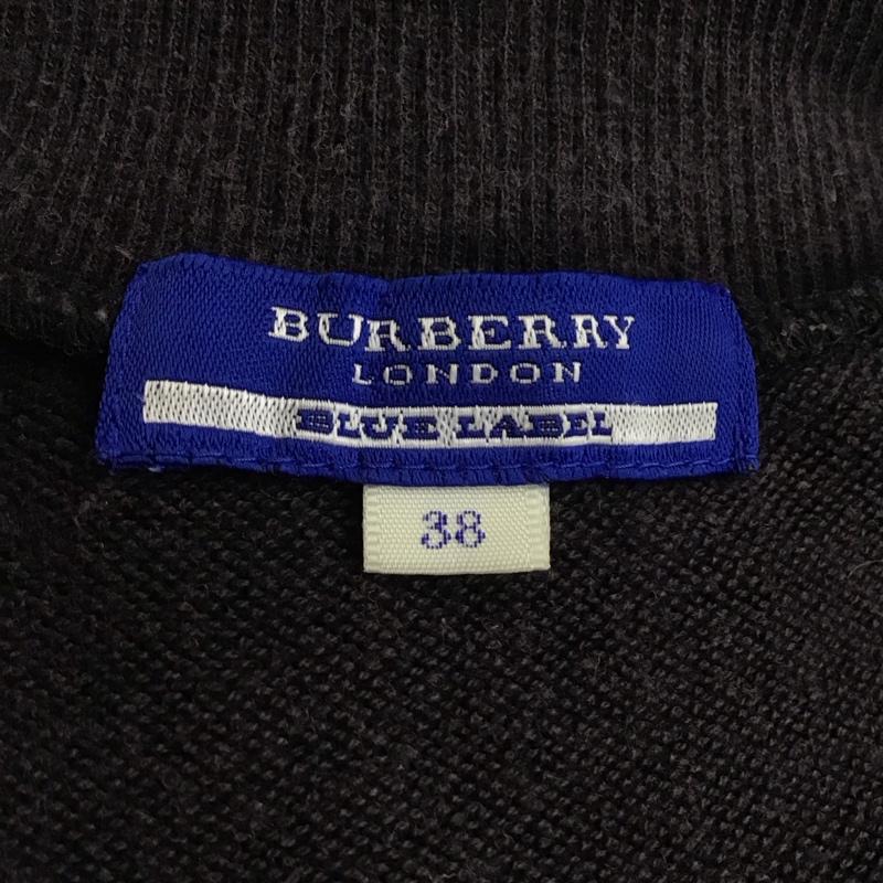 バーバリーブルーレーベル BURBERRY BLUE LABEL ワンピース ミニスカート FAF31-525-09 スウェット 長袖 Vネック ノバチェック 38 ワンポイント チャコールグレー / チャコールグレー /  レディース USED 古着 中古 10115482