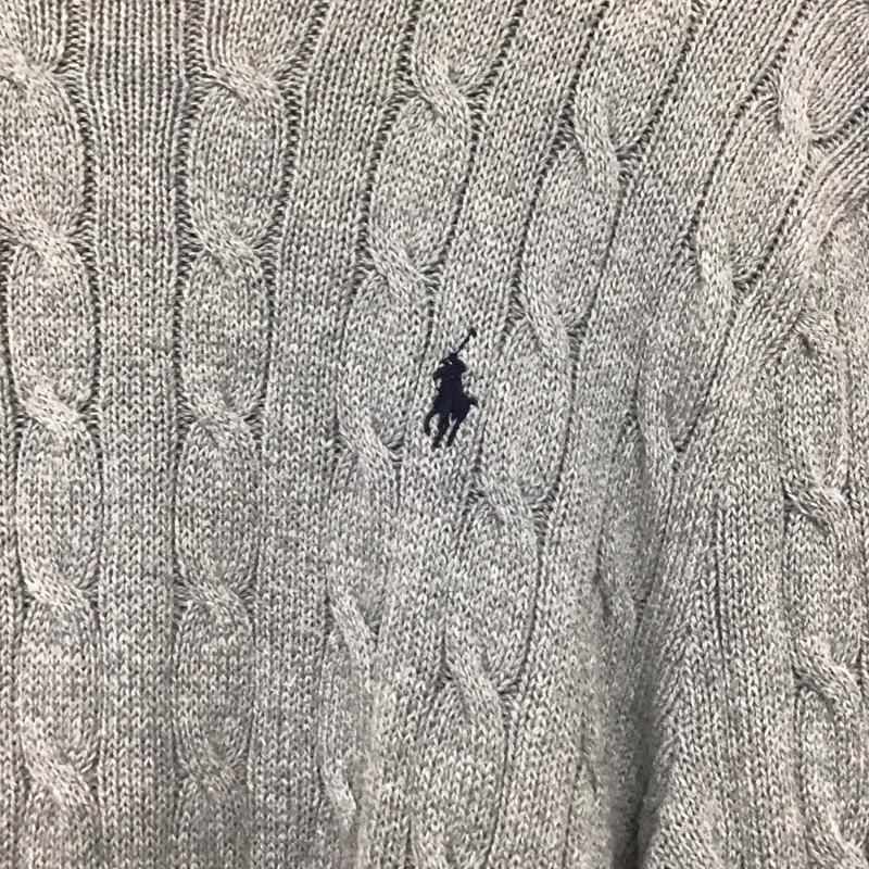 ポロラルフローレン POLO RALPH LAUREN ニット、セーター 長袖 コットン ケーブル編み クルーネック M ワンポイント 灰 / グレー /  メンズ USED 古着 中古 10146357