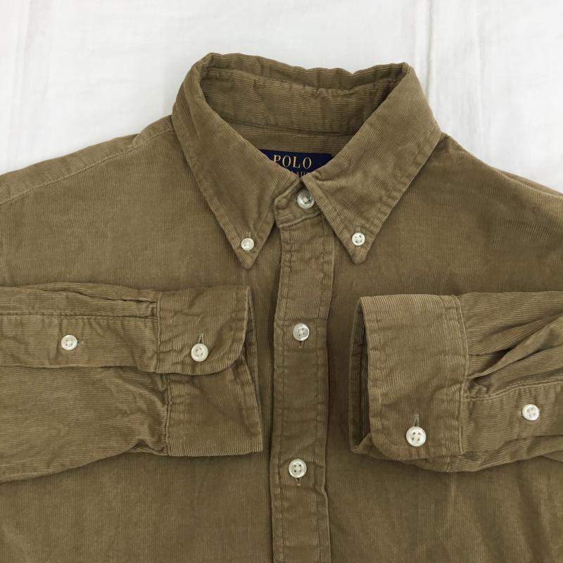 ポロラルフローレン POLO RALPH LAUREN シャツ、ブラウス 長袖 コーデュロイシャツ S ロゴ、文字 茶 / ブラウン /  メンズ USED 古着 中古 10136215