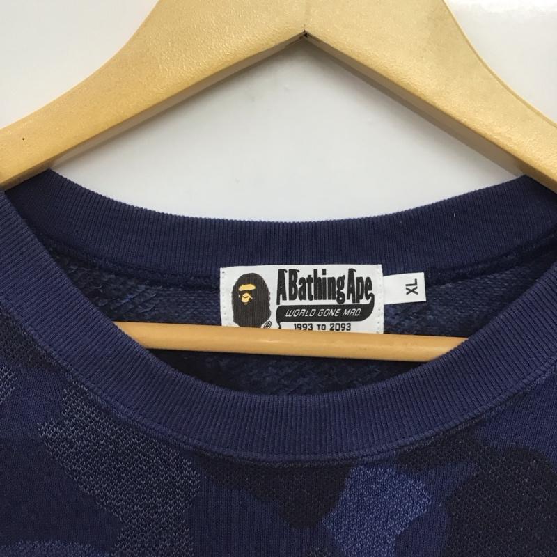 アベイシングエイプ A BATHING APE トレーナー 長袖 長袖トレーナー スウェット クルーネック プルオーバー XL プリント 紺 / ネイビー /  メンズ USED 古着 中古 10140855