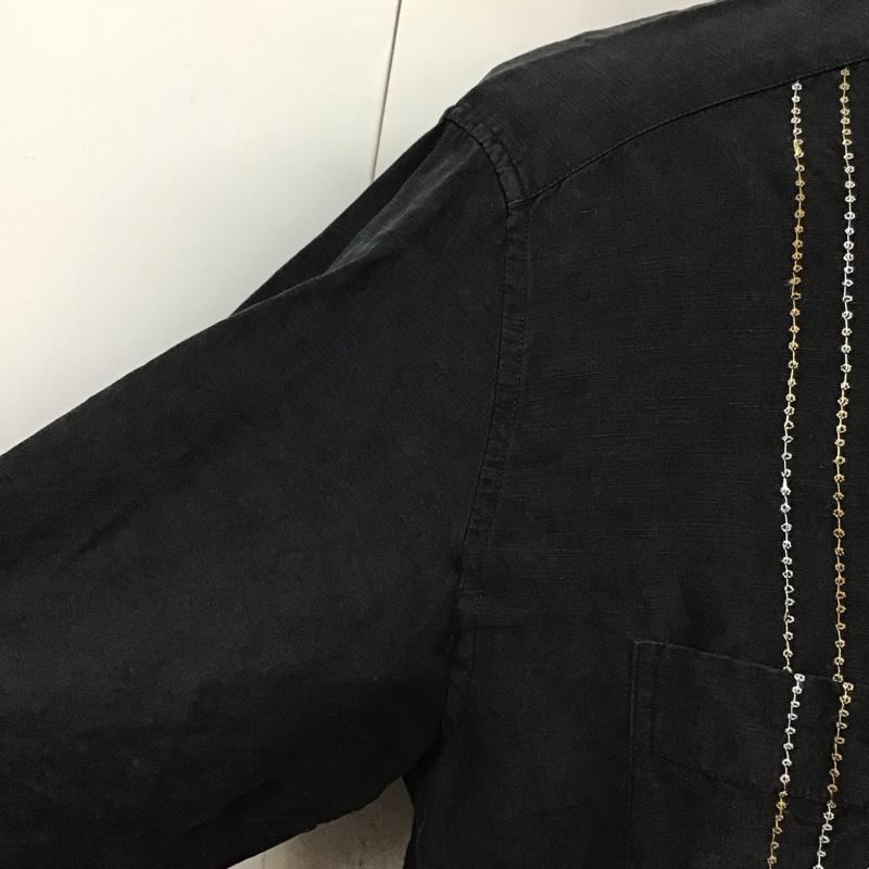 古着 USED シャツ、ブラウス 長袖 長袖シャツ カラーシャツ ポケットシャツ 長袖カットソー L プリント 黒 / ブラック /  メンズ USED 古着 中古 10119017