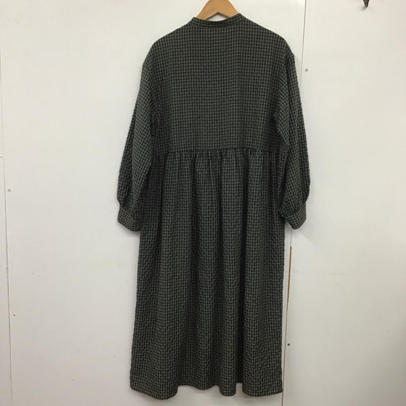 エヘカソポ ehka sopo ワンピース ロングスカート 1106971 シャツワンピース バンドカラー FREE チェック 灰 / グレー / X 黒 / ブラック /  レディース USED 古着 中古 10144364